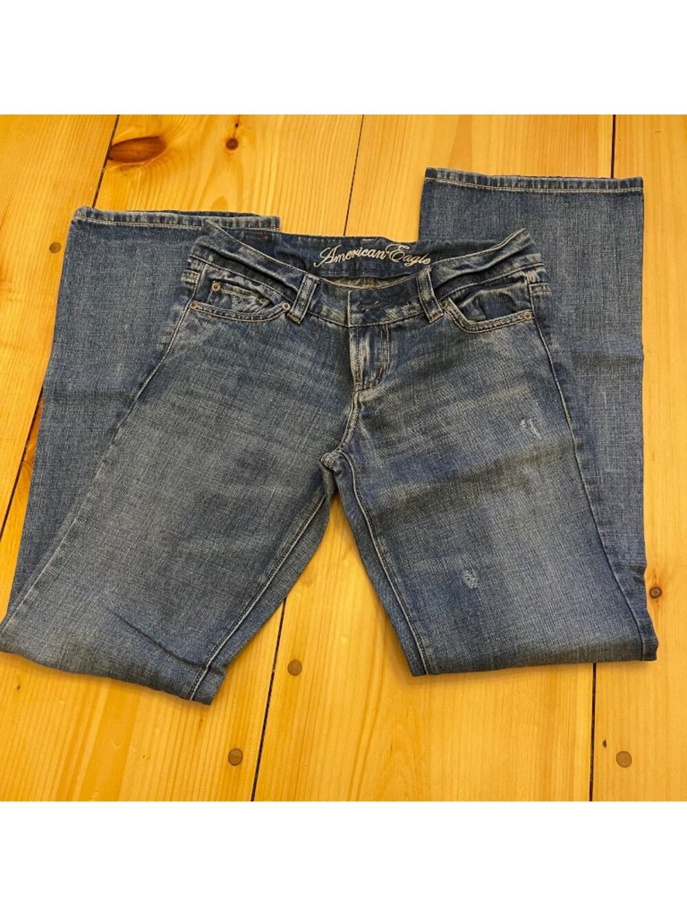 American Eagle Womens Favorite Boyfriend Jeans Size 2 Reg Distressed Blue Denim